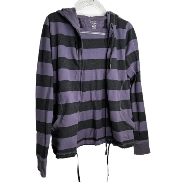 Calvin Klein Performance Quick Dry Striped Purple and Dark Grey Zip Hoodie XL - Picture 2 of 12